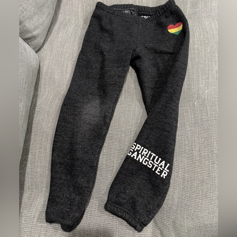 Spiritual Gangster Kids Charcoal Joggers with Rainbow Heart